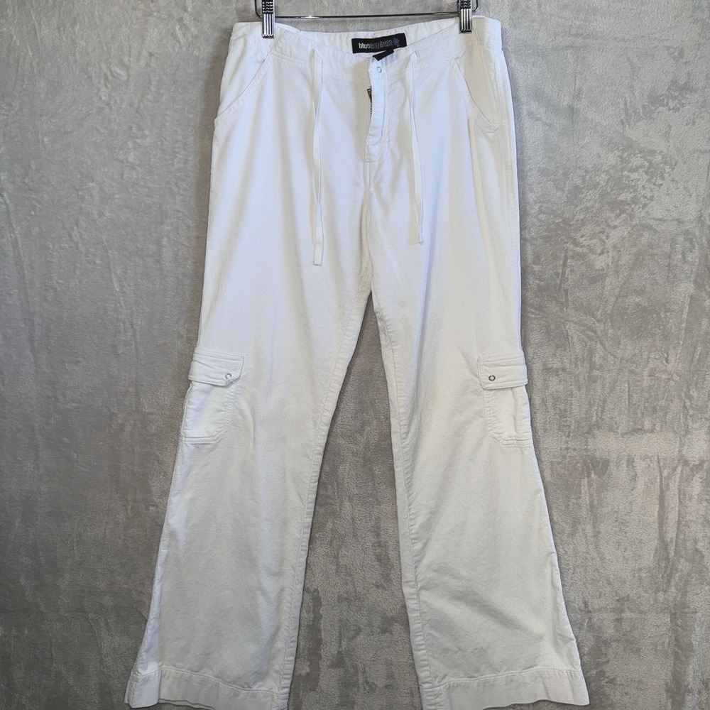 Blue Asphalt Womens White Corduroy Cargo Pants Size 9 Y2K Utility Drawstring